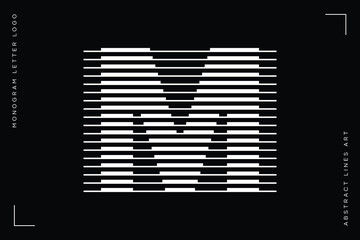 Letter M Logo with Abstract Line Pattern