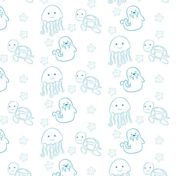 
Background with sea and ocean animals.