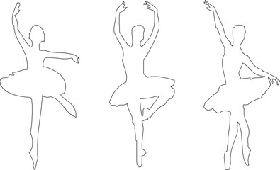 Ballet dancer silhouette illustration vector sketch