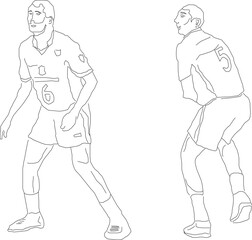 Fototapeta na wymiar Futsal athlete silhouette vector sketch illustration
