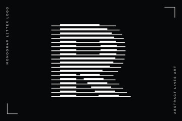 Monogram logo letter r lines abstract modern art vector illustration