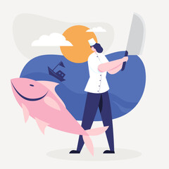 The chef prepares food for customers who come to service at the restaurant.