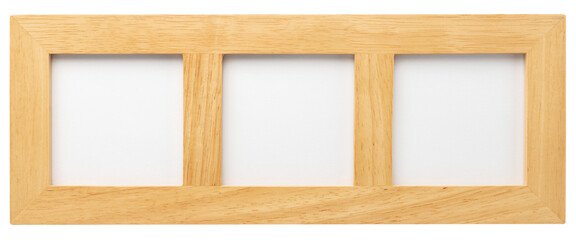 Three slot photo frame with blank spaces for pictures or text isolated