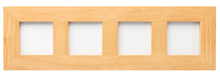 Four slot photo frame with blank spaces for pictures or text isolated