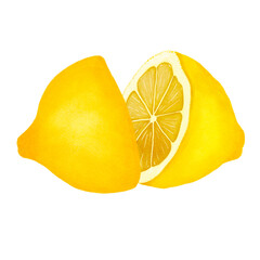 Hand draw watercolor lemon slice