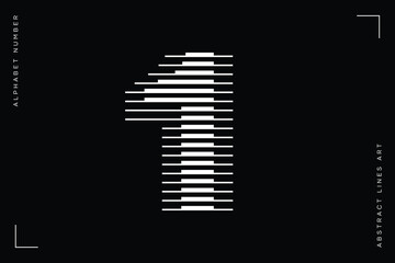 Number 1 with Abstract Lines Pattern
