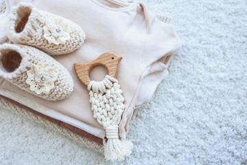 Set of knitted things for a newborn handmade