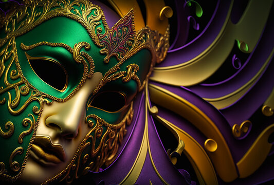Colorful Mardi Gras Masks. Generative AI
