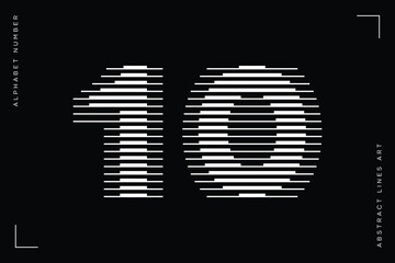 Number ten 10 logo lines abstract modern art vector illustration