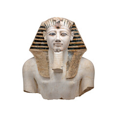 Statue of ancient Egytpiant pharaoh Thutmose III isolated