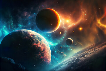Obraz premium Planets in the space spectacular fantasy art