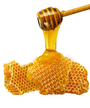 favo de mel com pegador de mel de madeira