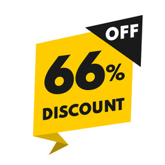 Price tag 66 percent off, yellow and black value balloon