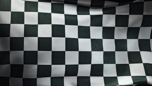 Waving racing finish flag in motion background
