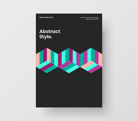 Multicolored poster design vector template. Amazing geometric shapes cover illustration.