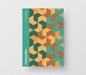 Fototapeta premium Colorful postcard vector design concept. Original mosaic tiles front page layout.