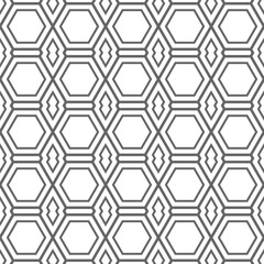 Seamless geometric pattern of intersecting lines creating hexagons. An ornament for texture, textiles and simple backgrounds