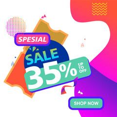  purple gradient background. up to 35 percent off sale circle template. discount banner promotion template. Discount offer price tag. Vector illustration