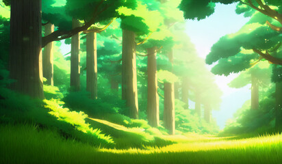Fototapeta premium Artwork of a pine forest, generative ai