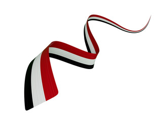 3d Flag of Syria Country, 3d Wavy Ribbon Flag of Syria on White Background, 3d illustration