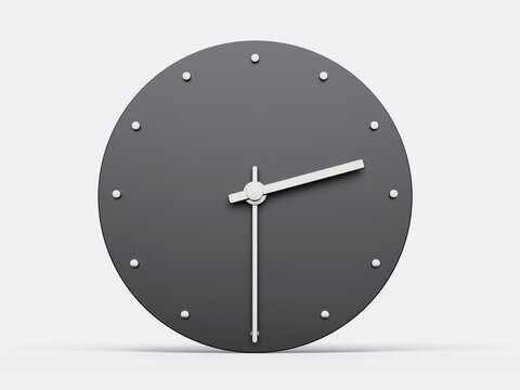 Simple clock gray 2:30 or half past two clock Modern Minimal Clock. 3D illustration