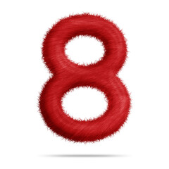 Number 8 design with red fur texture
