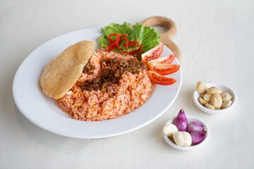 Nasi Goreng Merah or Red Fried rice typical dish from Makassar Indonesia