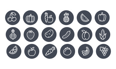  Fruits and Vegetables icons vector design