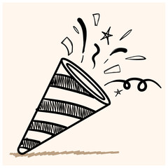 confetti burst for party and surprise illustration with doodle style vector