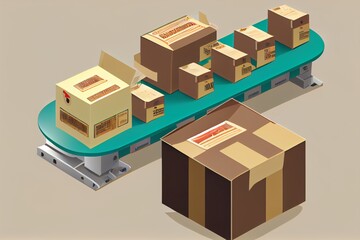 supervisory oversight of automation Food product boxes are moved on factory automated conveyor systems. Generative AI