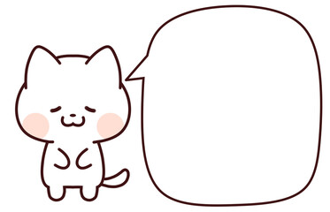 お辞儀する白猫と吹き出し