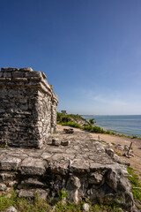 Beautiful beaches of Tulum In the archaeological zone of the Mayan pyramids.