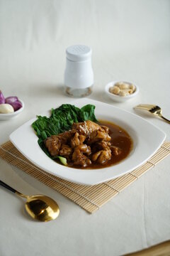 Ayam kecap or ayam masak kicap is an Indonesian Javanese chicken dish poached or simmered in sweet soy sauce. Commonly found in Indonesia, Malaysia and Singapore