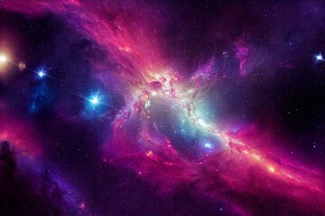 Obraz na płótnie Canvas Colorful universe galaxy nebula wallpaper as outer space concept. Generative AI