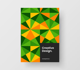 Vivid geometric hexagons corporate brochure layout. Simple banner A4 design vector template.