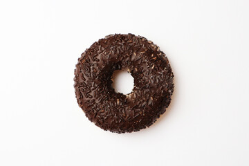 donut chocolate white background top
