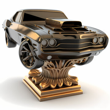 muscle car trophy isolated on white