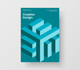 Fresh geometric hexagons presentation illustration. Vivid magazine cover A4 design vector template.
