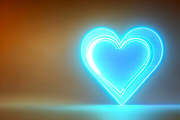 The heart shapes on abstract light neon glitter background in love concept for valentines day with sweet and romantic. Neon heart glowing background space for text. Design and digital material.