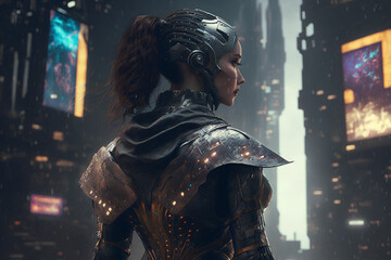 person in a futuristic city, Generative Ai