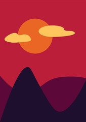 Abstract landscape illustration art modern scenery and contemporary Boho artwork for minimalist background for wall art and decor