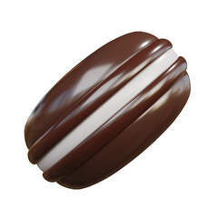 Chocolate Macaron side picture. 3d rendering.	