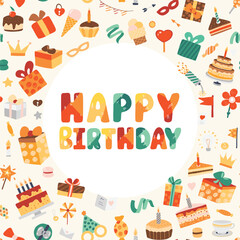 Seamless pattern happy birthday vector illustration.