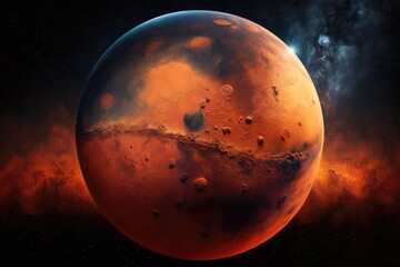 Planet Mars in outer space made with generated ai