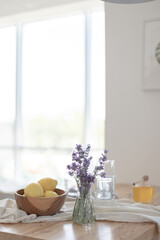 Making a refreshing summer drink. Preparing lemonade in the kitchen. Healthy food concept
