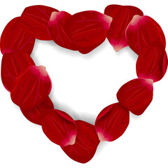 Valentine's day concept. rose petals arranged in a heart shape.