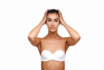 Fototapeta premium Portrait of Arab woman on white background