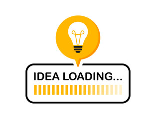 Idea loading with light bulb. Loading bar. Creativity and innovation. Idea beeing processed for business marketing. Vector illustration.
