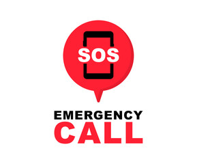 SOS emergency call icon. SOS message. SOS icon. Emergency hotline. 911 calling. Hotline concept. First aid. Vector illustration.