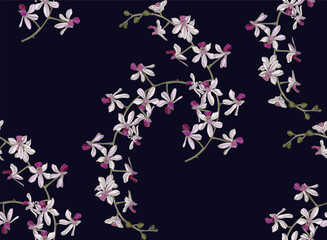 Fototapeta na wymiar Flowers and leaves in vintage style, seamless pattern. 